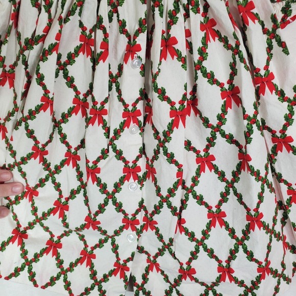 Toddler Girls Three Sisters Smocked Christmas Bow Bishop Dress Size 18 Months - Picture 6 of 8